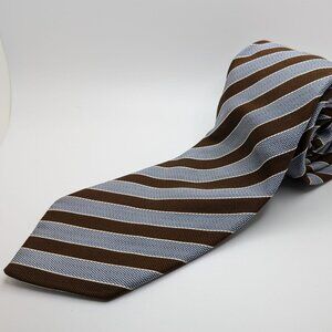 ALTEA Milano Tie Made in Italy 55% Silk 45% cotton Gray and Brown Stripes  Excel